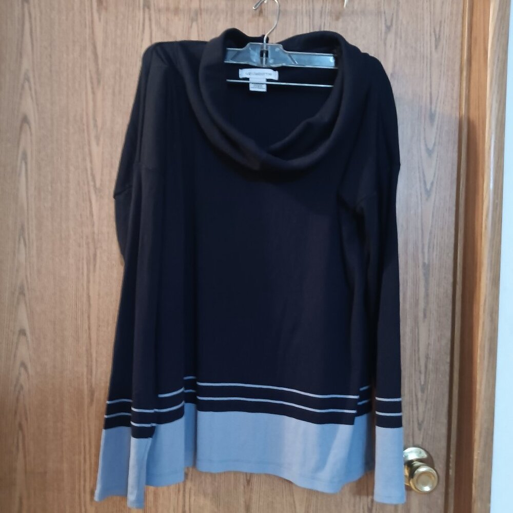 Liz Claiborne Two-Tone Dark Bue/Light Blue Cowl Neck Sweater, Size L